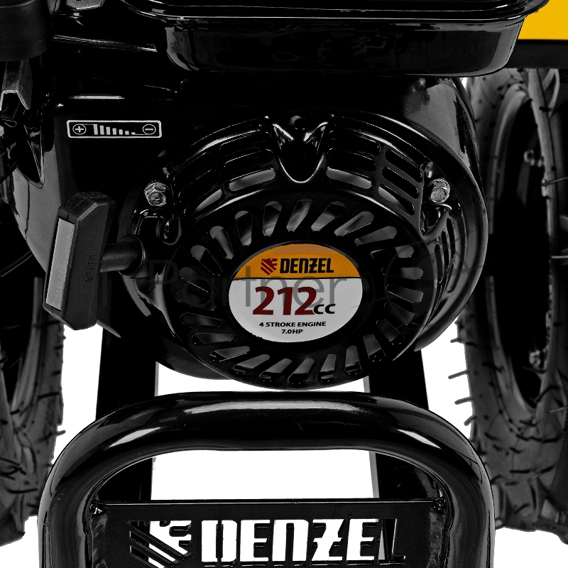 Мотоблок DPT-370X, 7 л.с., диск.сцеп, шир 90 см, глуб 35 см, фрез 3х4, ВОМ, передачи 3В/1Н// Denzel