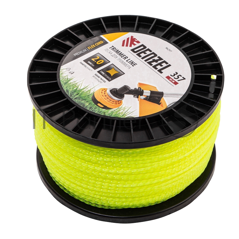 Леска для триммера витой квадрат, 2,0мм х 357м, на DIN катушке FLEX CORD// Denzel
