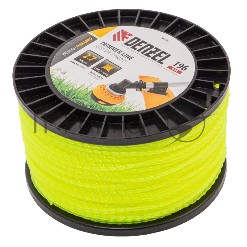 Леска для триммера витой квадрат, 2,7мм х 196м, на DIN катушке FLEX CORD// Denzel