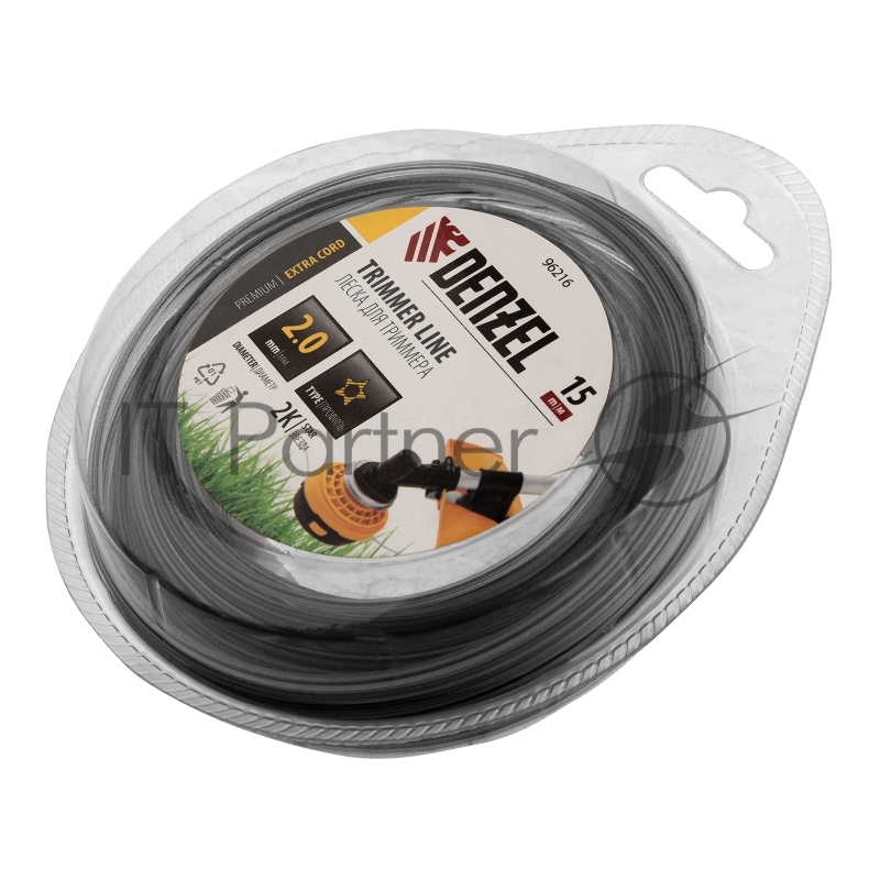 Леска для триммера двухкомпонентная звезда, 2,0мм х 15м, блистер EXTRA CORD// Denzel