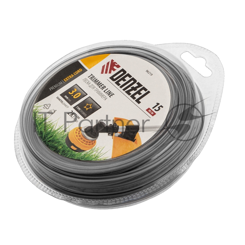 Леска для триммера двухкомпонентная звезда, 3,0мм х 15м, блистер EXTRA CORD// Denzel