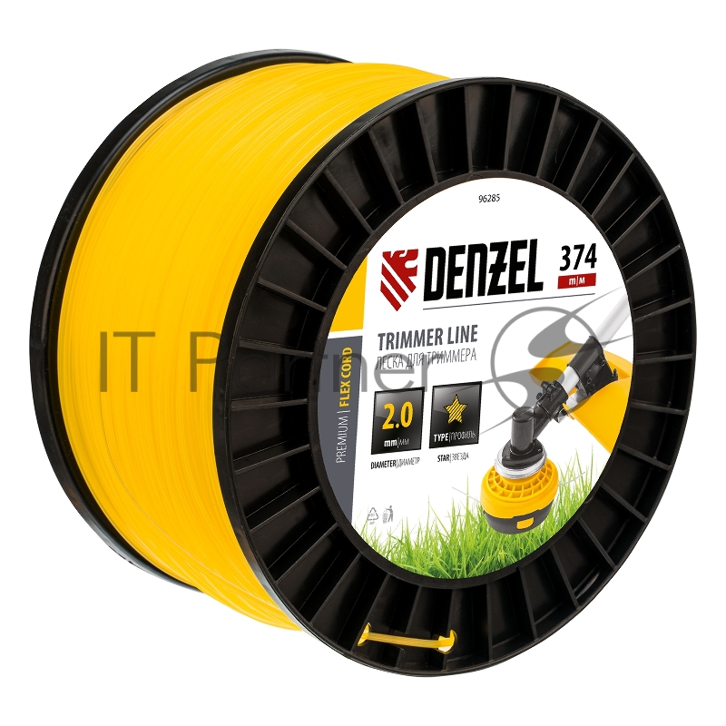 Леска для триммера звезда, 2,0мм х 374м, на DIN катушке FLEX CORD// Denzel
