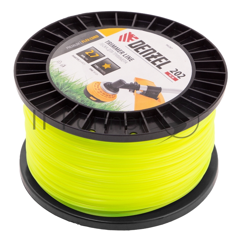 Леска для триммера звезда, 2,7мм х 202м, на DIN катушке FLEX CORD// Denzel