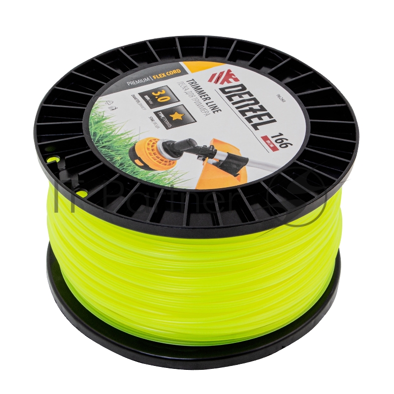 Леска для триммера звезда, 3,0мм х 166м, на DIN катушке FLEX CORD// Denzel