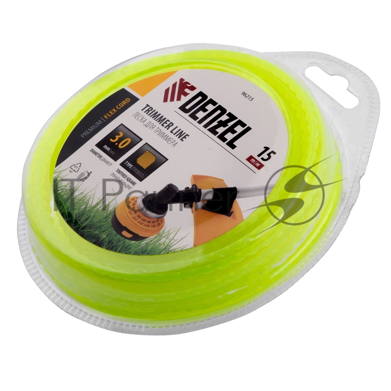 Леска для триммера зубчатый квадрат, 3мм х 15м, блистер FLEX CORD// Denzel