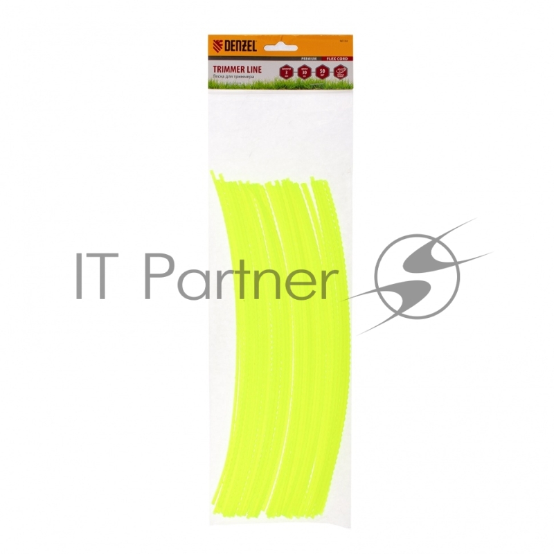Леска для триммера зубчатый квадрат нарезанная 3 мм х 30 см 50 шт FLEX CORD// Denzel