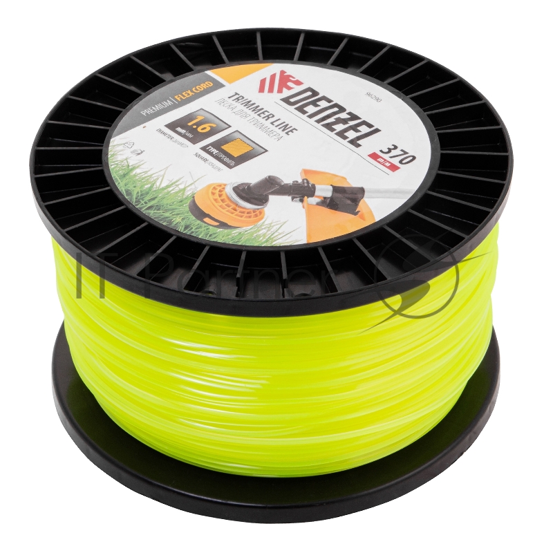 Леска для триммера квадрат 1,6мм х 370м, на DIN катушке FLEX CORD// Denzel