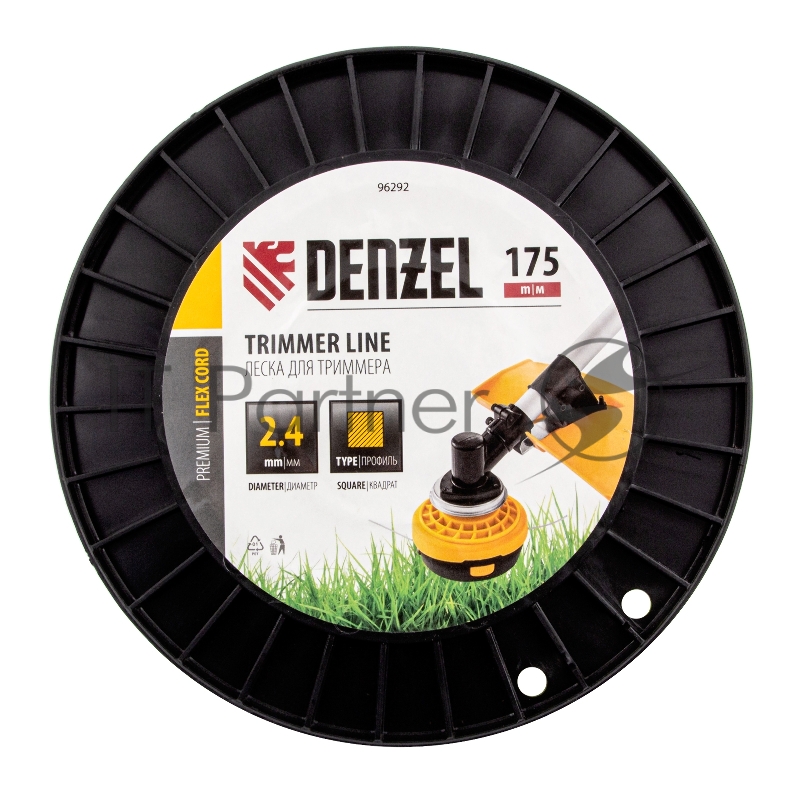 Леска для триммера квадрат, 2,4мм х 175м, на DIN катушке FLEX CORD// Denzel