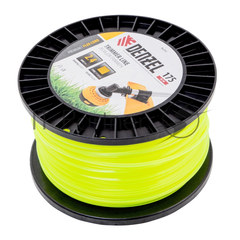 Леска для триммера квадрат, 2,4мм х 175м, на DIN катушке FLEX CORD// Denzel