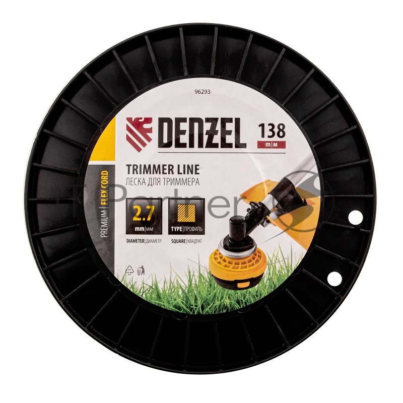 Леска для триммера квадрат, 2,7м х 138м, на DIN катушке FLEX CORD// Denzel