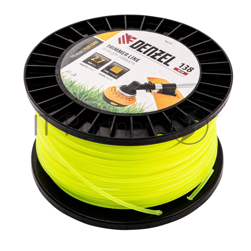 Леска для триммера квадрат, 2,7м х 138м, на DIN катушке FLEX CORD// Denzel