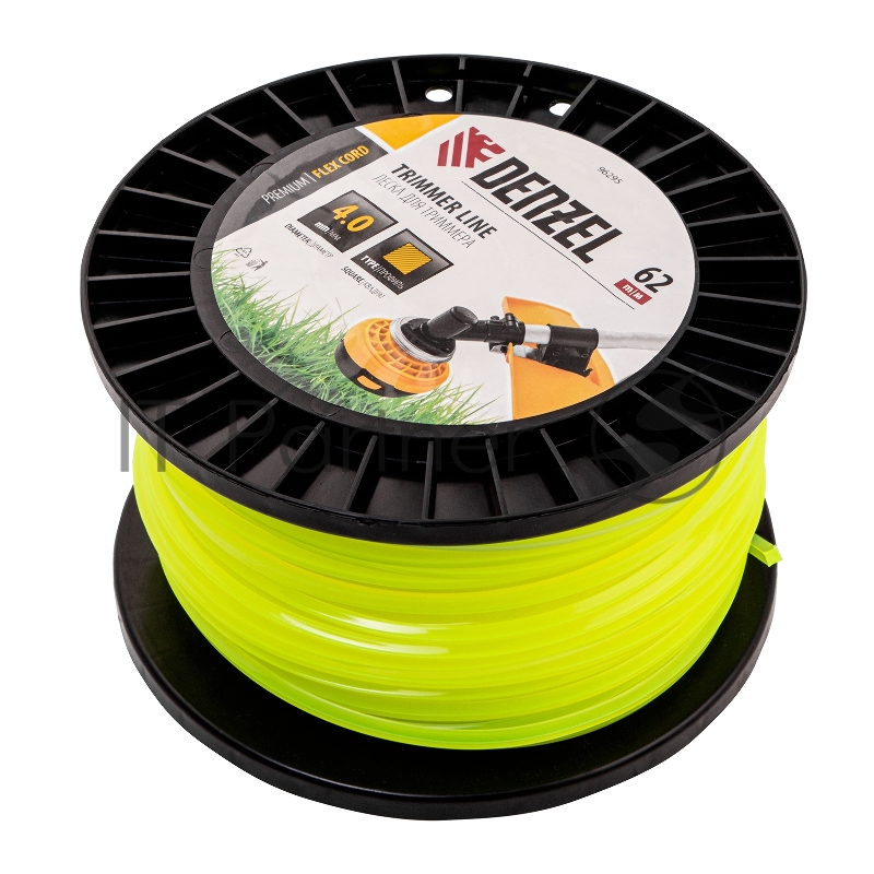 Леска для триммера квадрат, 4,0мм х 62м, на DIN катушке FLEX CORD// Denzel