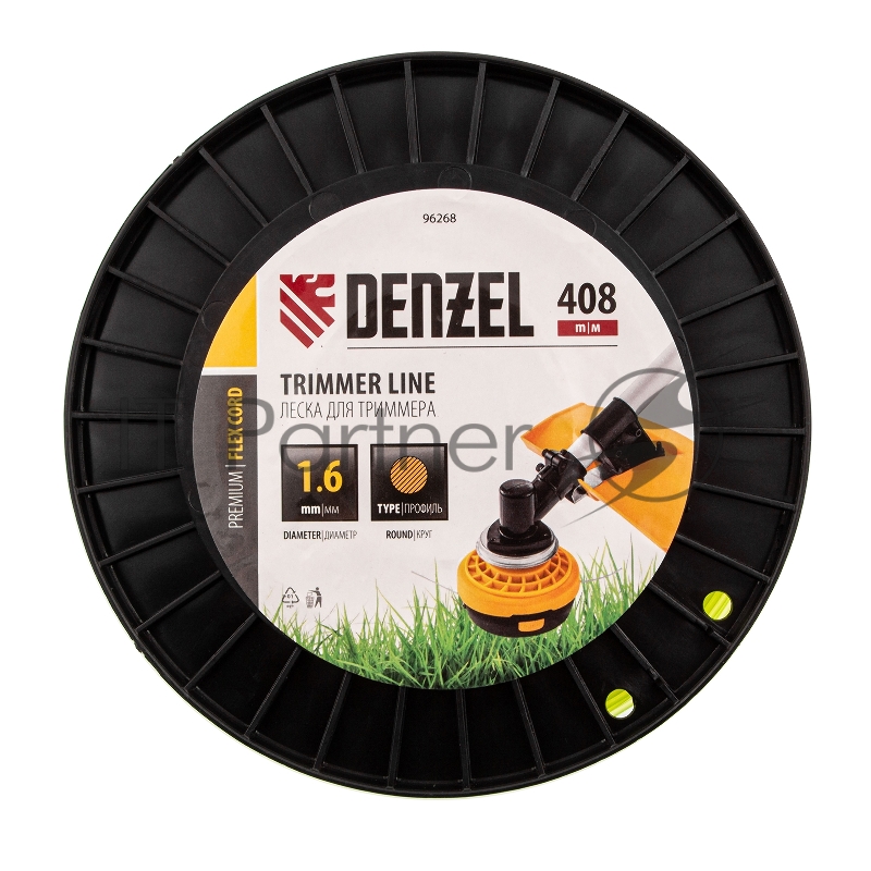 Леска для триммера круглая, 1,6мм х 408м, на DIN катушке FLEX CORD// Denzel