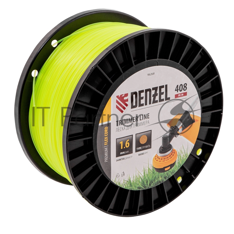 Леска для триммера круглая, 1,6мм х 408м, на DIN катушке FLEX CORD// Denzel