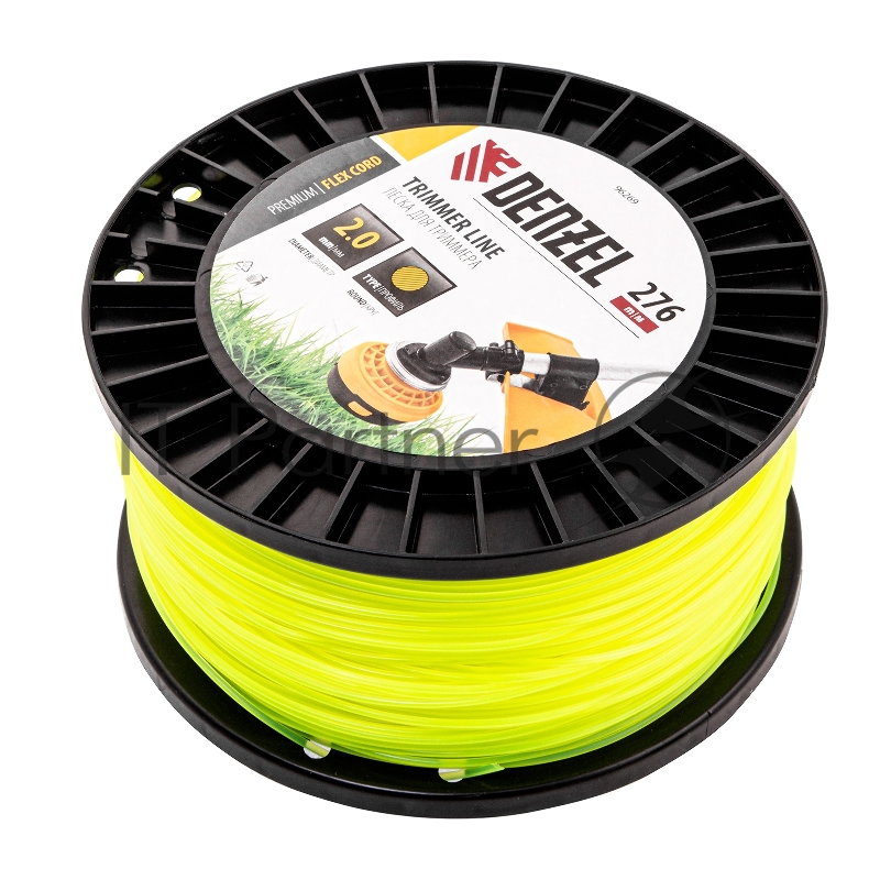 Леска для триммера круглая, 2,0мм х 276м, на DIN катушке FLEX CORD// Denzel