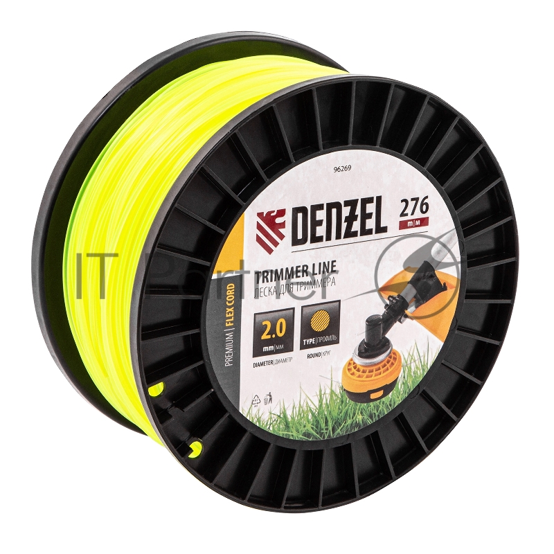 Леска для триммера круглая, 2,0мм х 276м, на DIN катушке FLEX CORD// Denzel