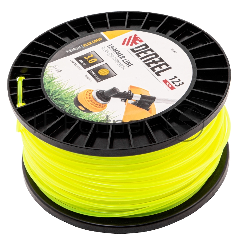 Леска для триммера круглая, 3,0мм х 123м, на DIN катушке FLEX CORD// Denzel
