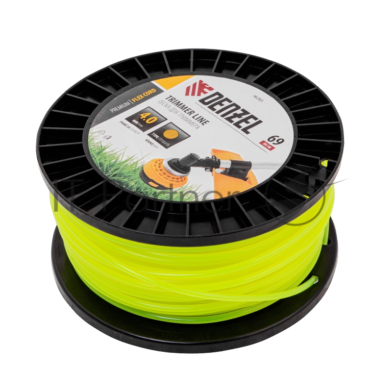 Леска для триммера круглая, 4,0мм х 69м, на DIN катушке FLEX CORD// Denzel