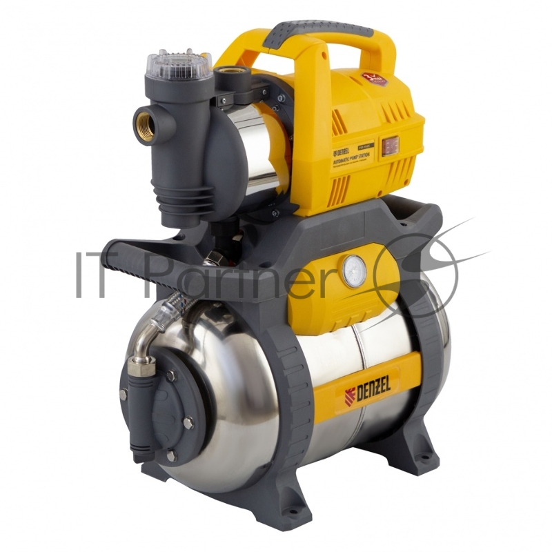 Насосная станция PSХ950X, 950 Вт, 3300 л/ч, ресивер 24 л, подъем 38 м, нержавейка// Denzel