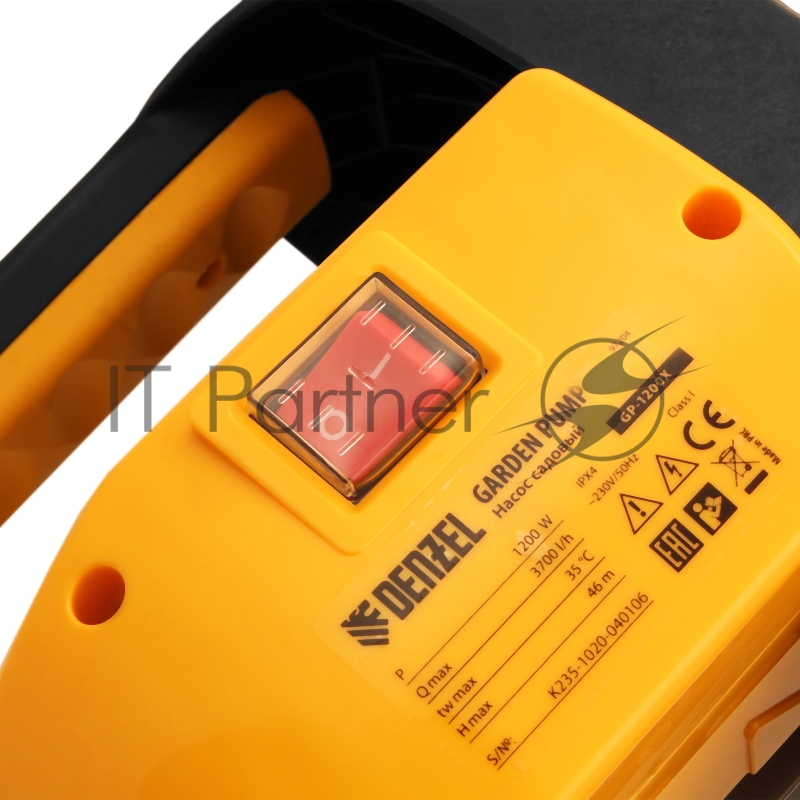 Садовый поверхностный насос GP1200Х, 1200 Вт, 3700 л/ч, подъем 46 м, нержавейка// Denzel