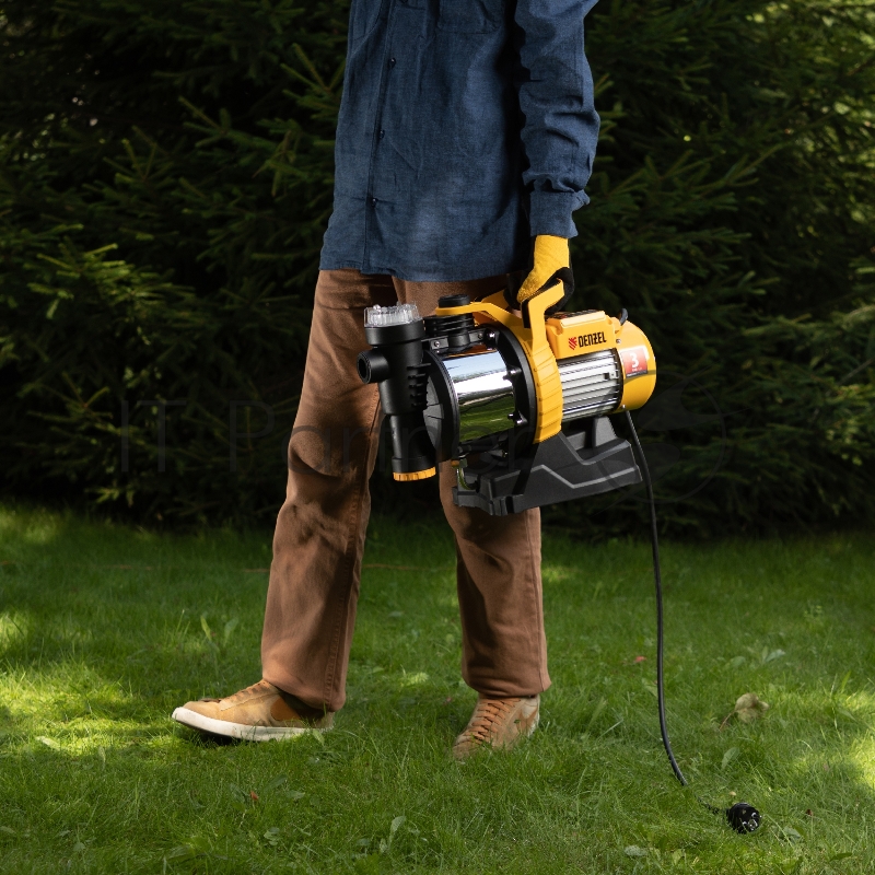 Садовый поверхностный насос GP1100SS, 1100 Вт, 4000 л/ч, подъем 45 м, пластик// Denzel