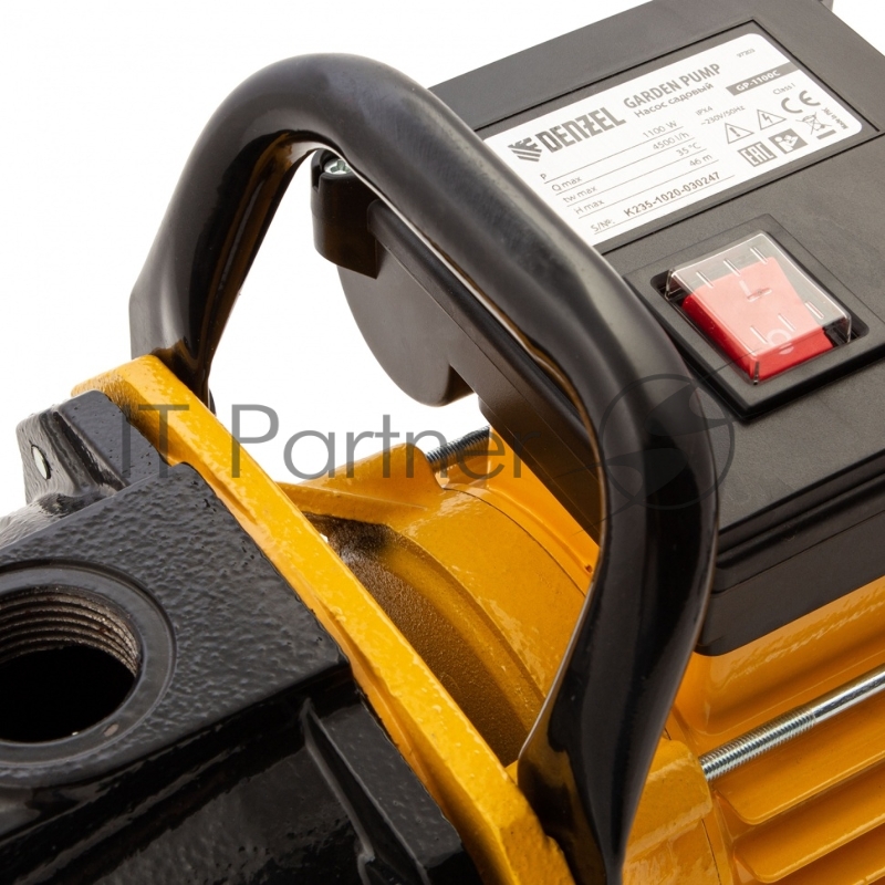 Садовый поверхностный насос GP1100C, 1100 Вт, 4500 л/ч, подъем 46 м, чугун// Denzel