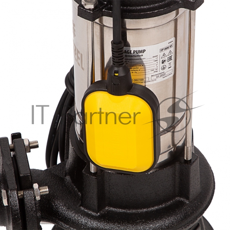 Фекальный насос FP1800-KS, 1800 Вт, напор 17 м, 26000 л/ч, нож-измельчитель// Denzel