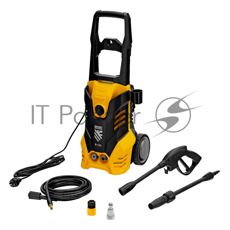Моечная машина высокого давления R-135, 1800 Вт, 135 бар, 6 л/мин, колёсная// Denzel
