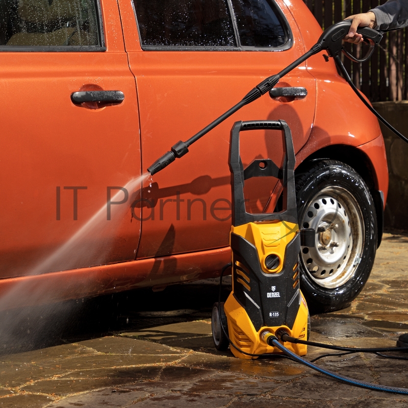 Моечная машина высокого давления R-135, 1800 Вт, 135 бар, 6 л/мин, колёсная// Denzel