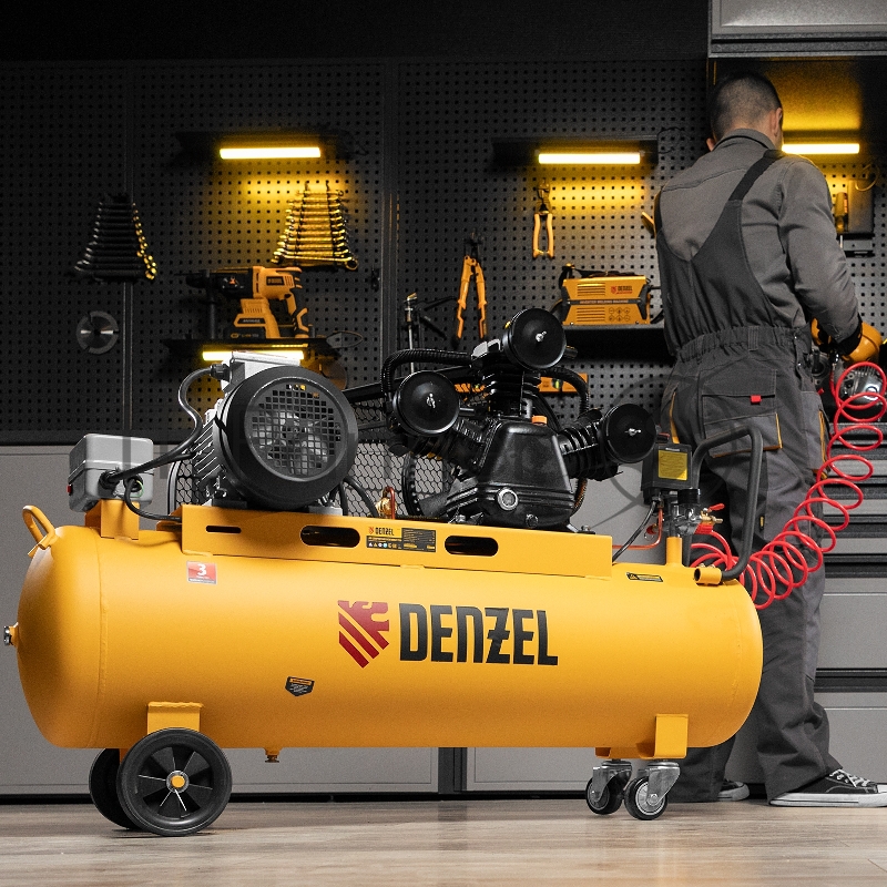 Компрессор воздушный рем. привод BCW3000-T/100, 3,0 кВт, 100 литров, 520 л/мин// Denzel