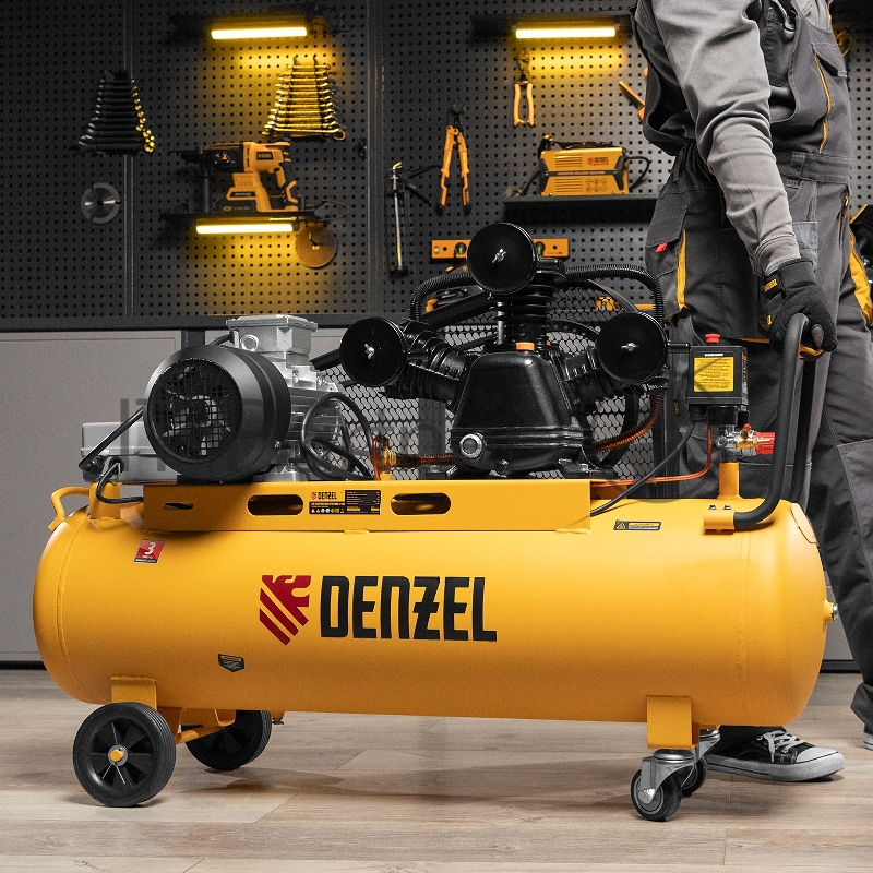 Компрессор воздушный рем. привод BCW3000-T/100, 3,0 кВт, 100 литров, 520 л/мин// Denzel