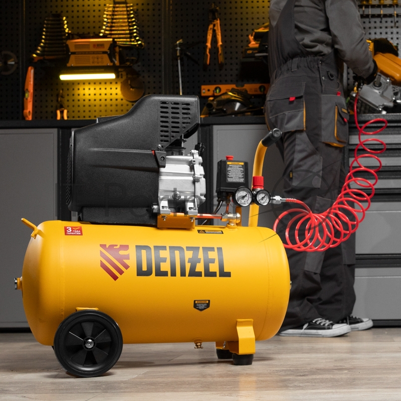 Компрессор воздушный прям. привод DC1500/50, 1,5 кВт, 50 литров, 220 л/мин// Denzel