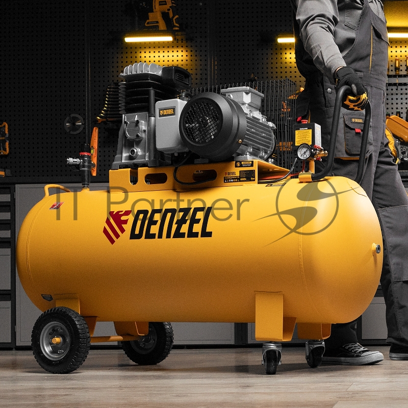 Компрессор воздушный рем. привод BCI3000-T/200, 3,0 кВт, 200 литров, 530 л/мин// Denzel