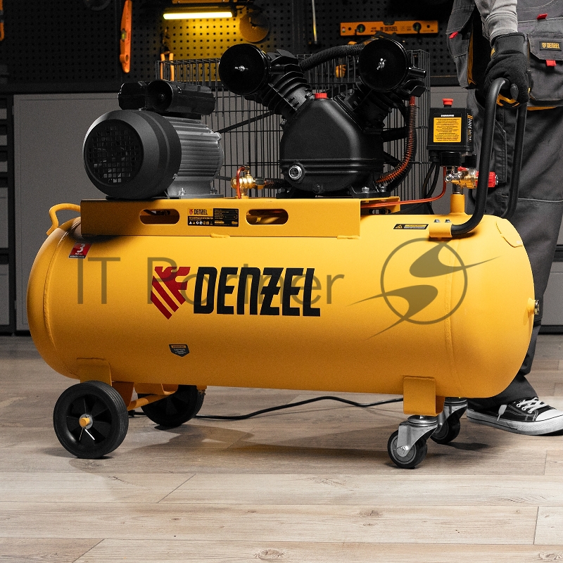 Компрессор воздушный рем. привод BCV2200/100, 2,2 кВт, 100 литров, 370 л/мин// Denzel