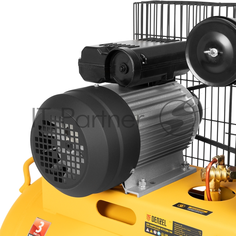 Компрессор воздушный рем. привод BCV2200/100, 2,2 кВт, 100 литров, 370 л/мин// Denzel
