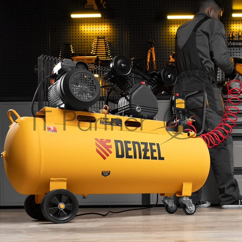 Компрессор воздушный рем. привод BCV2200/100, 2,2 кВт, 100 литров, 370 л/мин// Denzel