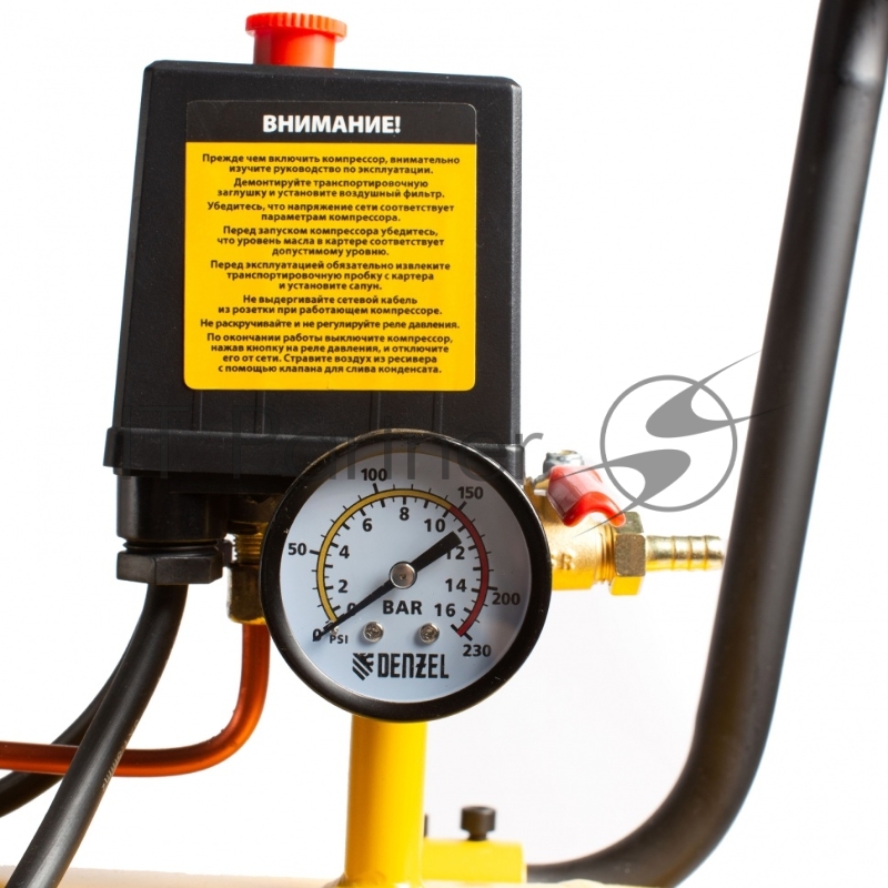 Компрессор воздушный рем. привод BCV2300/100, 2,3 кВт, 100 литров, 440 л/мин// Denzel