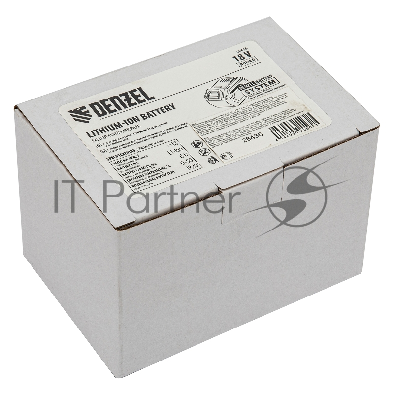 Батарея аккумуляторная B-18-6.0, Li-Ion, 18 В, 6,0 Ач // Denzel