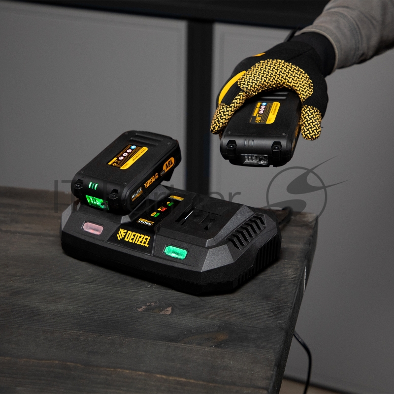 Устройство зарядное для аккумуляторов IBC-18-3.0-2, Li-Ion, 18В, 3,0 А, для двух батарей // Denzel