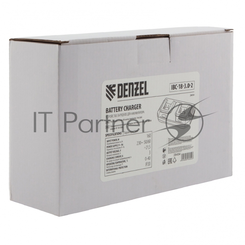 Устройство зарядное для аккумуляторов IBC-18-3.0-2, Li-Ion, 18В, 3,0 А, для двух батарей // Denzel