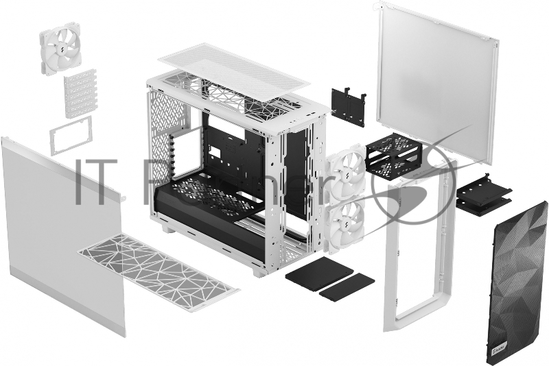 Корпус Fractal Design Meshify 2 Light TG Clear Tint белый без БП ATX 5x120mm 4x140mm 2xUSB3.0 audio bott PSU