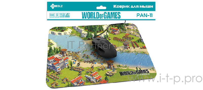 Коврик для мыши KREOLZ PAN-11 тканево-резиновый, 270*230 мм, Strategy