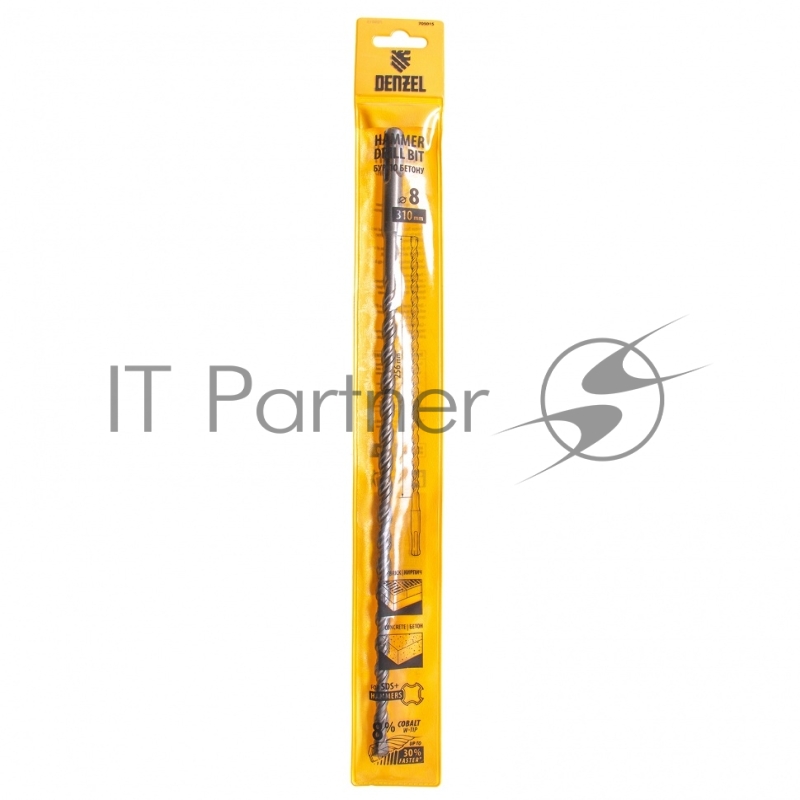 Бур по бетону, двойная спираль, Cobalt W-tip, 8x310 мм, SDS PLUS// Denzel
