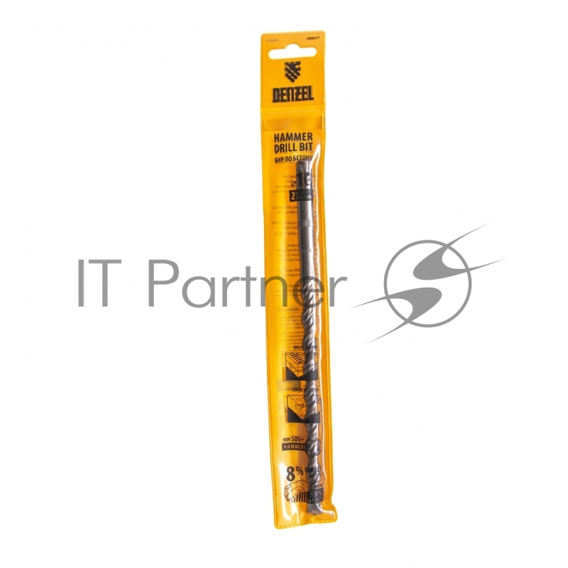 Бур по бетону, двойная спираль, Cobalt W-tip, 10x210 мм, SDS PLUS// Denzel