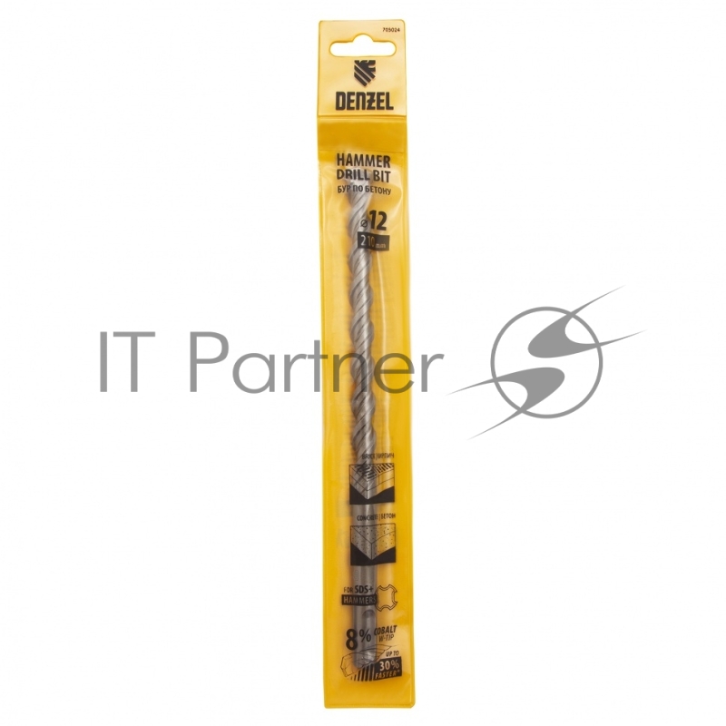 Бур по бетону, двойная спираль, Cobalt W-tip, 12x210 мм, SDS PLUS// Denzel