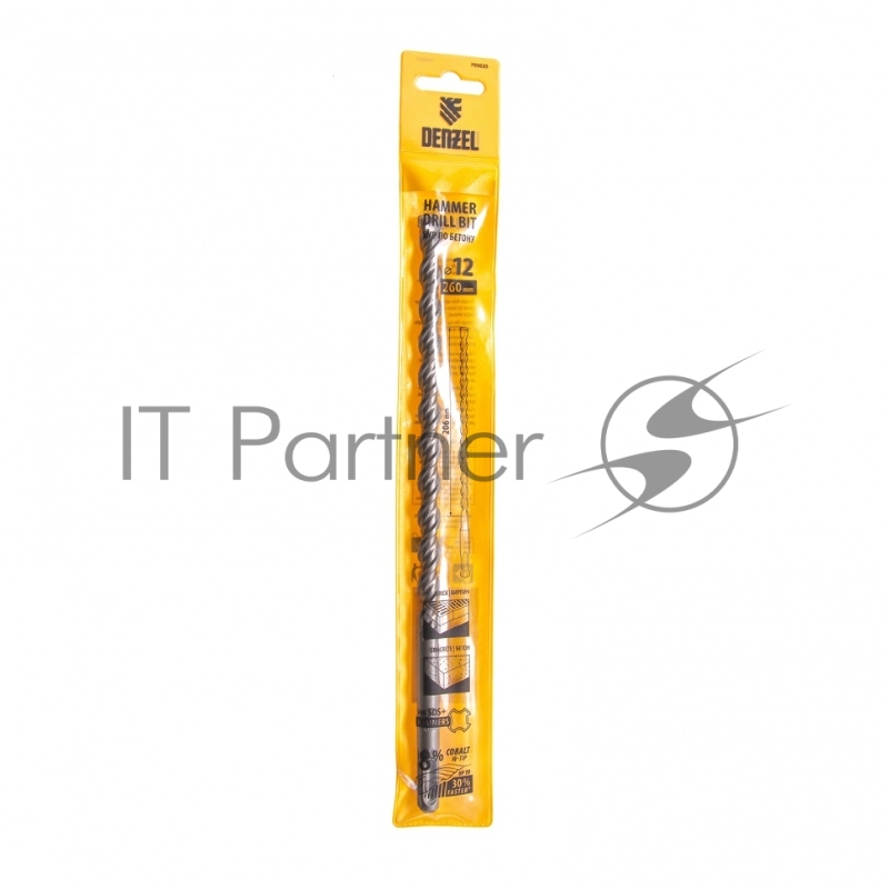 Бур по бетону, двойная спираль, Cobalt W-tip, 12x260 мм, SDS PLUS// Denzel