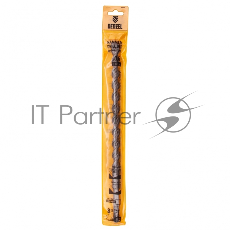 Бур по бетону, двойная спираль, Cobalt W-tip, 16x310 мм, SDS PLUS// Denzel