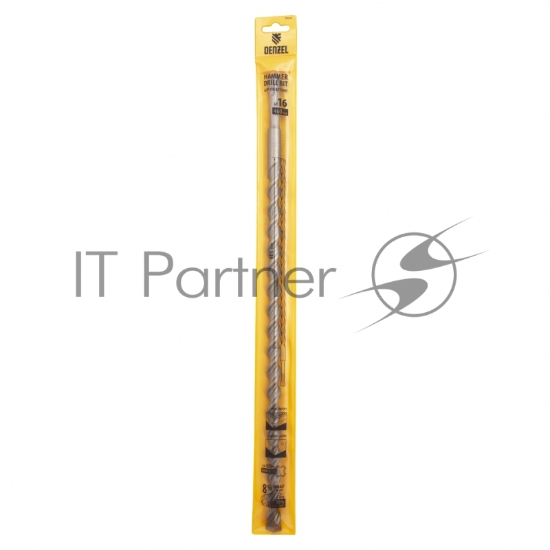 Бур по бетону, двойная спираль, Cobalt W-tip, 16x460 мм, SDS PLUS// Denzel