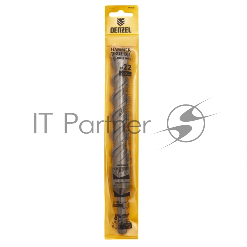 Бур по бетону, двойная спираль, Cobalt W-tip, 22x260 мм, SDS PLUS// Denzel