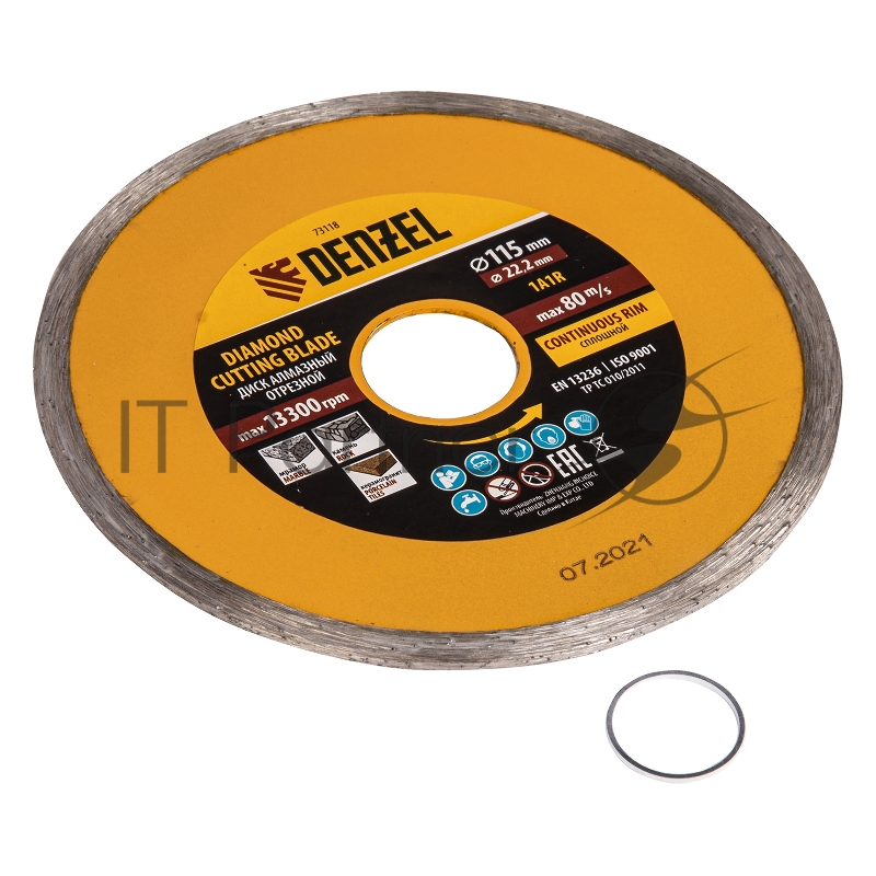 Диск алмазный отрезной ф115 х 22,2 мм, Сплошной, мокрое резание// Denzel
